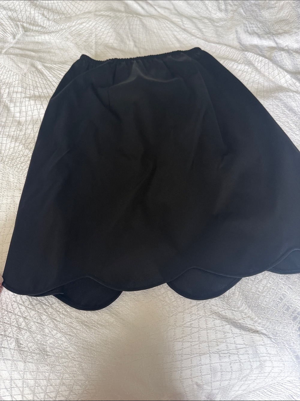 Vanity Fair Black A-Line Skirt with Scalloped Hem - Picture 2 of 6